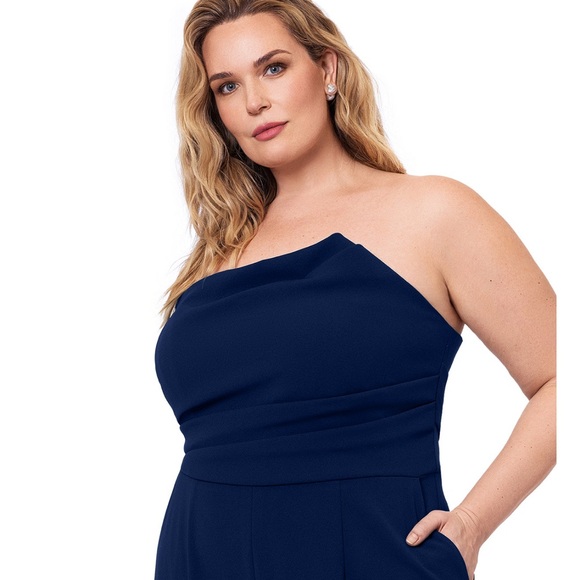 Betsy & Adam Blue Formal Jumpsuit with Sleek Design - Picture 4 of 5